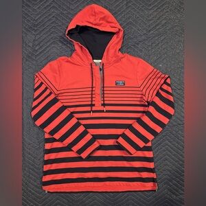 LL Bean Red and Black Striped Hoodie